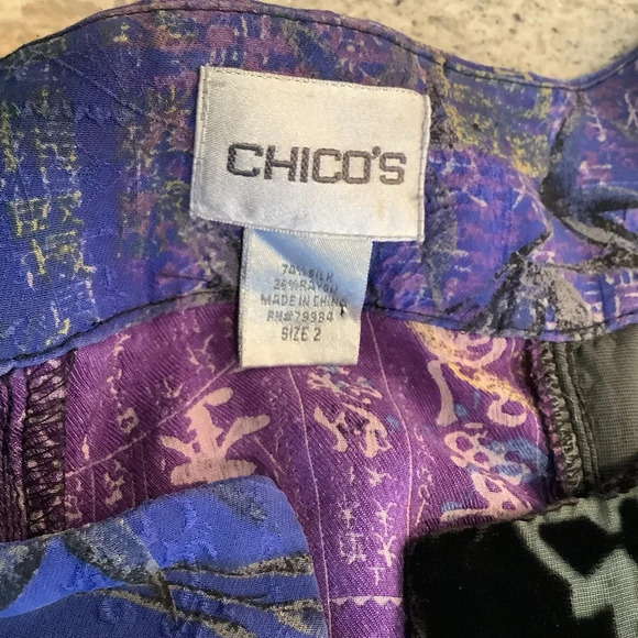 Chico’s Silk Topper Cardigan Size 2 (Large) Purple and Black - Picture 5 of 7